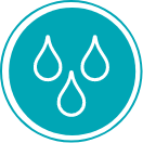 Graphic depicting three water droplets