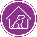 Graphic depicting a dog isolated in house